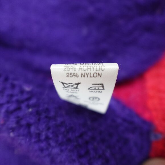 Art Deco Mohair Blend Knit Sweater Women's 12 Colorful Abstract Cardigan - Picture 5 of 11